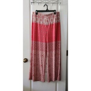Chico's Lounge/Boho‎ Pants, Wide Leg Elastic Waist, Pull-on  Coral Sz L (12)